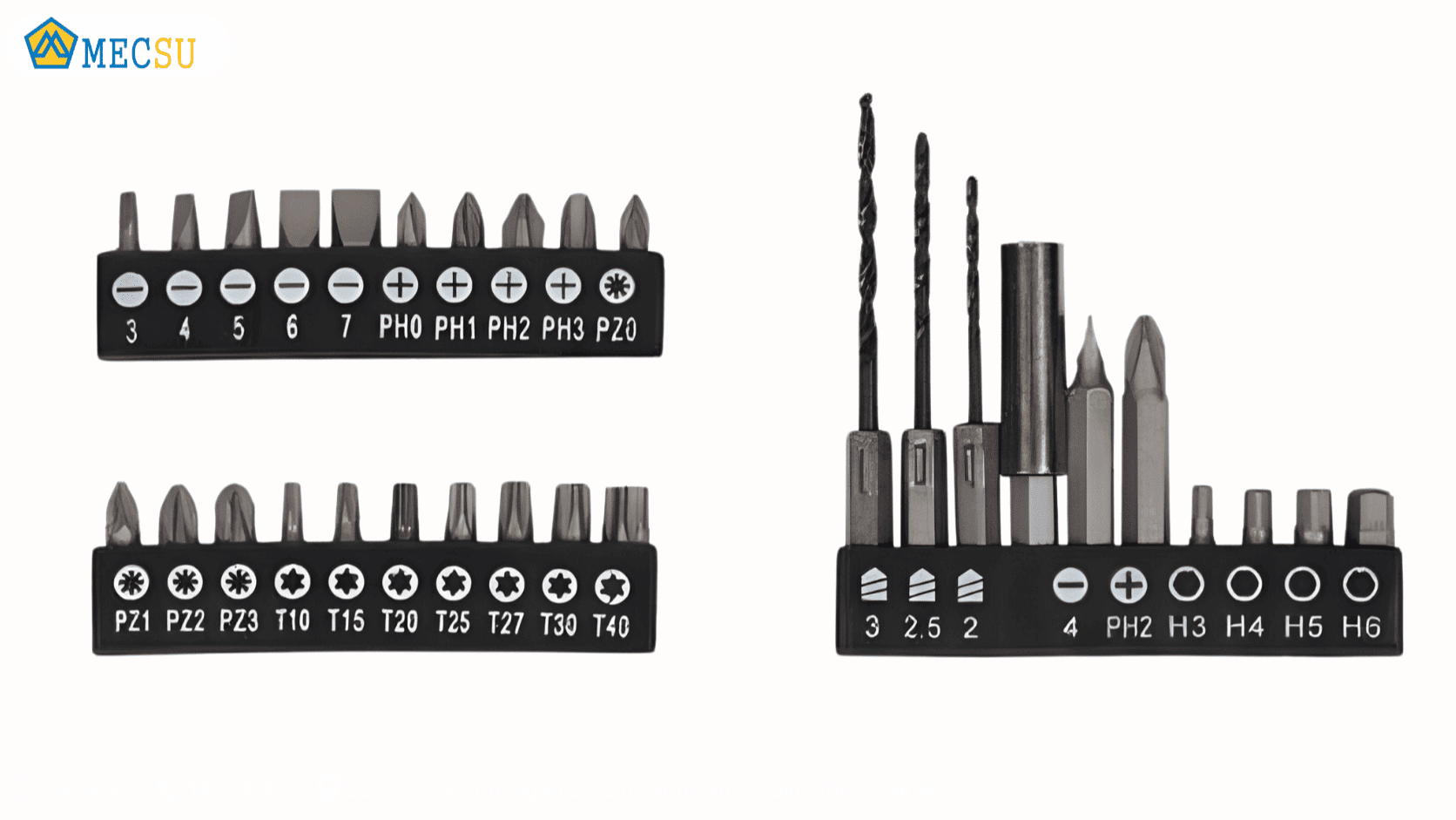 Mũi vít rời kết nối máy vặn vít và dải 4 mũi vặn phổ biến PH, PZ, Torx, Hex